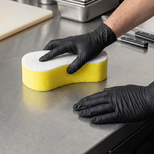 Clean Tek Professional Jumbo Yellow Sponge / White Light-Duty Scouring Pad Combo - 9 1/2" x 5" x 2 3/4" - 1 count box