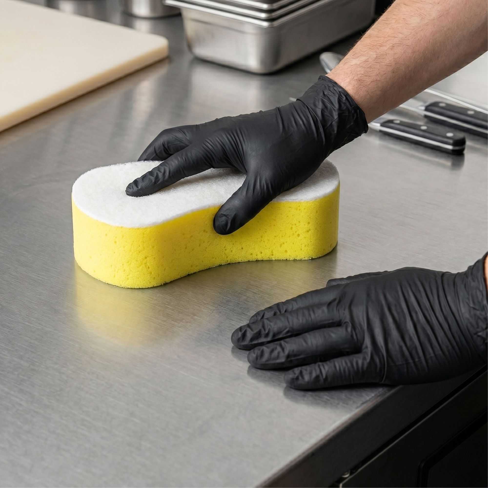 Clean Tek Professional Jumbo Yellow Sponge / White Light-Duty Scouring Pad Combo - 9 1/2" x 5" x 2 3/4" - 100 count box