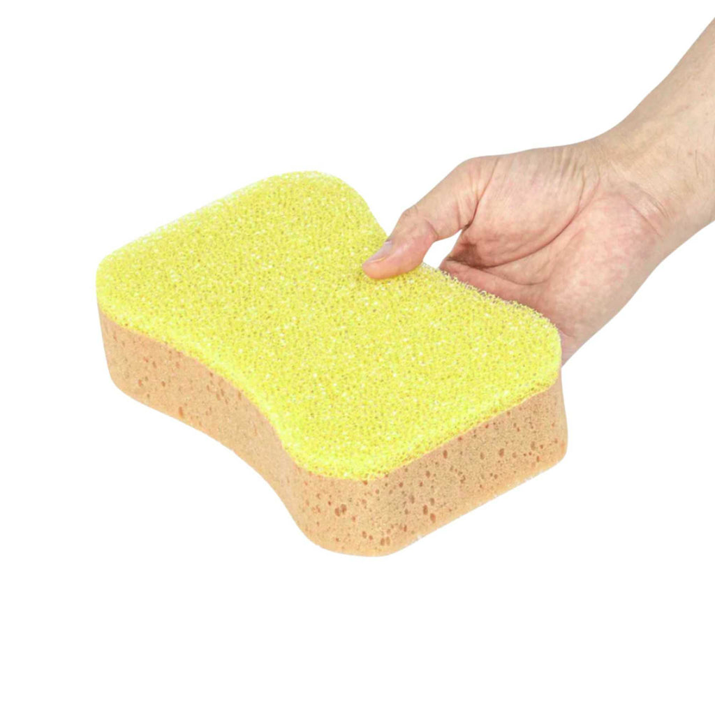 Clean Tek Professional Jumbo Beige Grip Sponge / Yellow Scouring Pad Combo - 7 3/4" x 5" x 2 1/4" - 1 count box