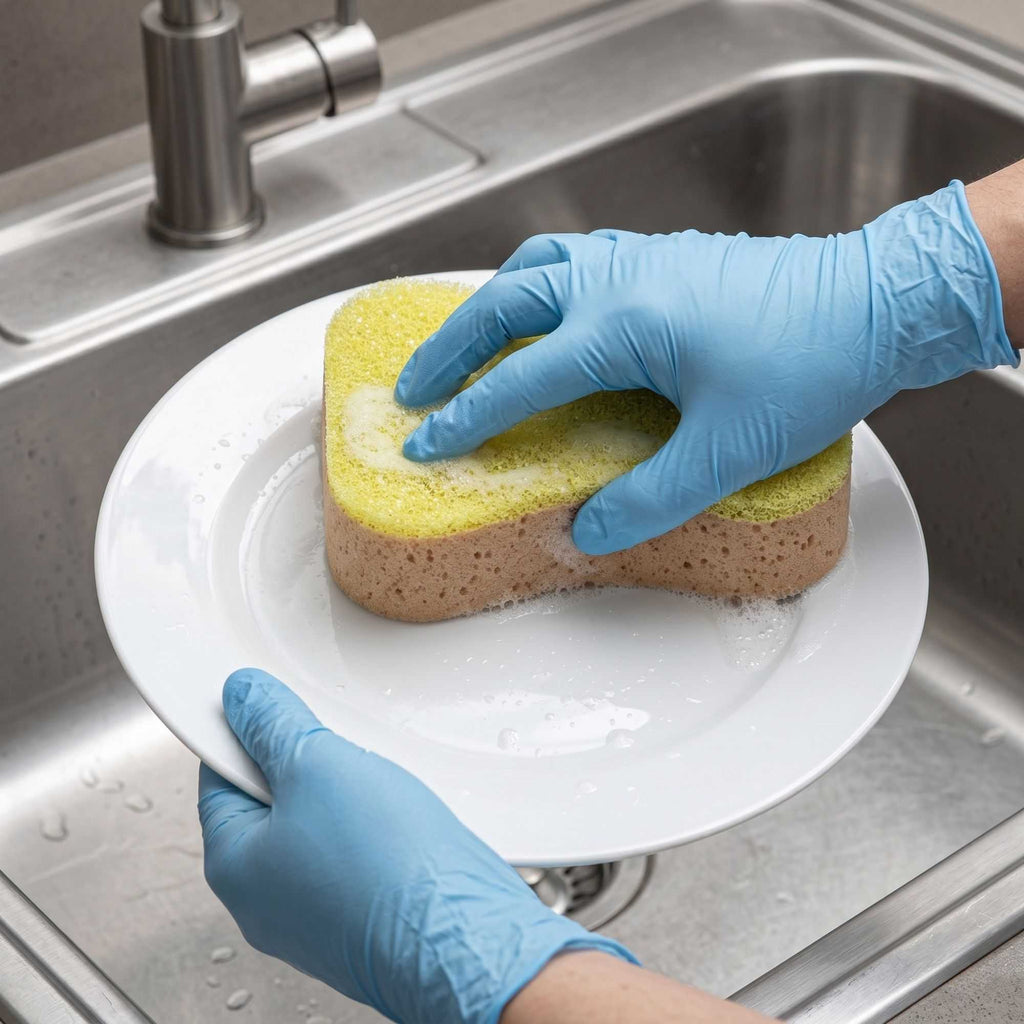 Clean Tek Professional Jumbo Beige Grip Sponge / Yellow Scouring Pad Combo - 7 3/4" x 5" x 2 1/4" - 1 count box