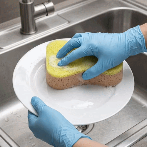 Clean Tek Professional Jumbo Beige Grip Sponge / Yellow Scouring Pad Combo - 7 3/4" x 5" x 2 1/4" - 100 count box