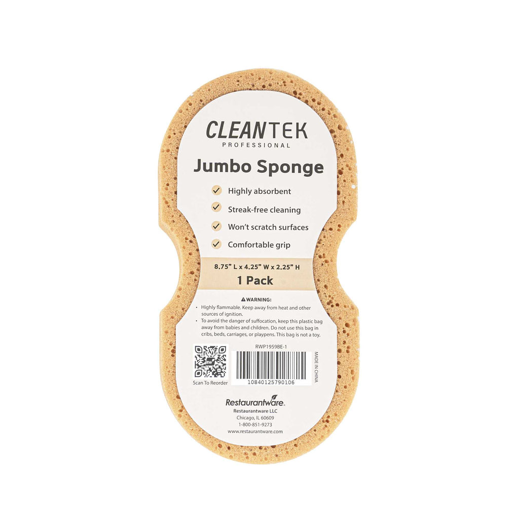 Clean Tek Professional Jumbo Beige Sponge - 8 3/4" x 4 1/4" x 2 1/4" - 1 count box
