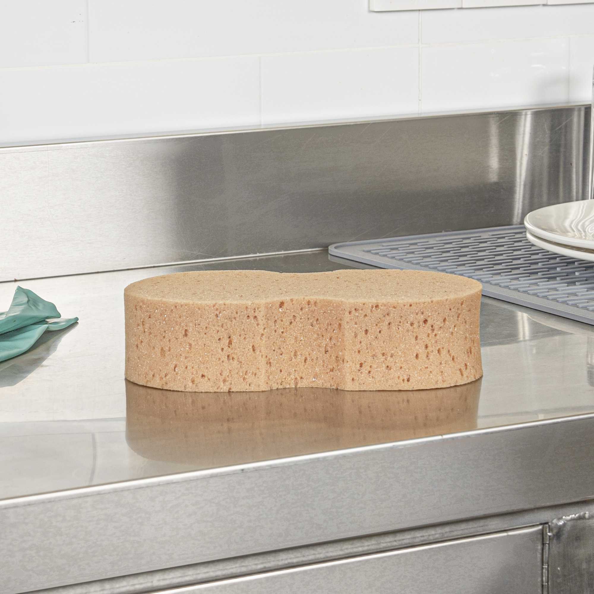 Clean Tek Professional Jumbo Beige Sponge - 8 3/4" x 4 1/4" x 2 1/4" - 1 count box