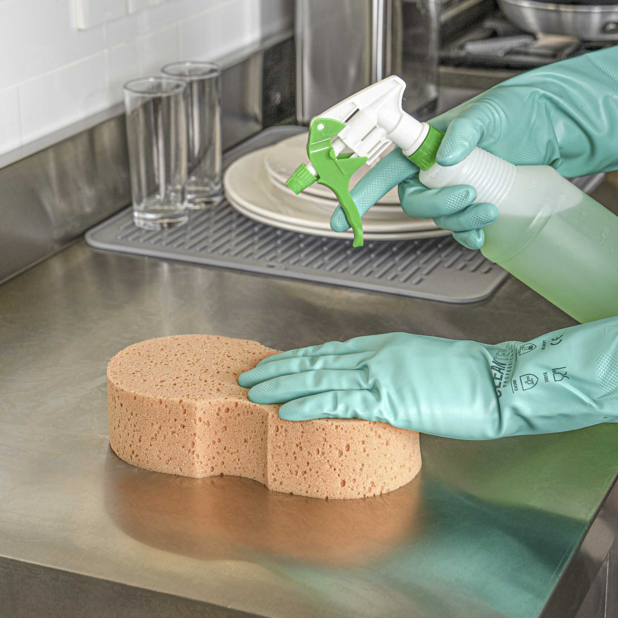Clean Tek Professional Jumbo Beige Sponge - 8 3/4" x 4 1/4" x 2 1/4" - 1 count box