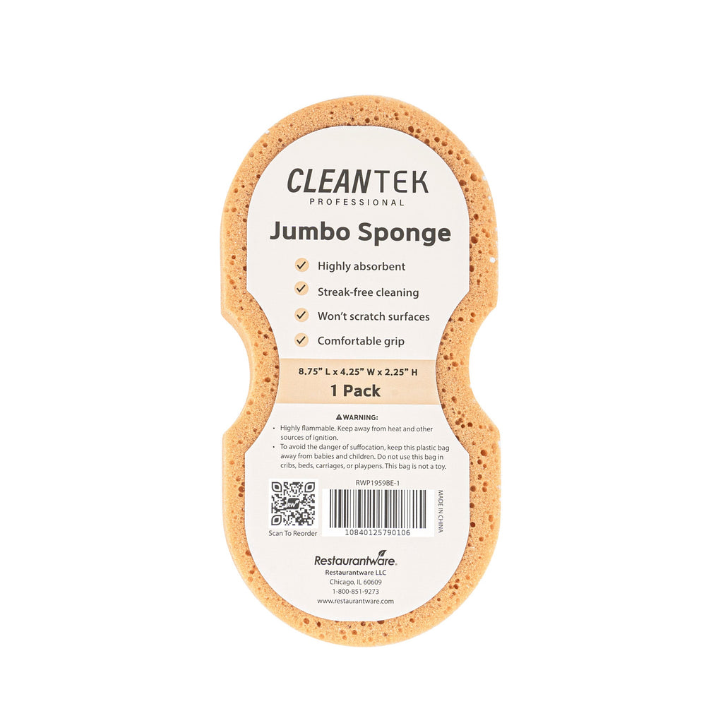 Clean Tek Professional Jumbo Beige Sponge - 8 3/4" x 4 1/4" x 2 1/4" - 100 count box