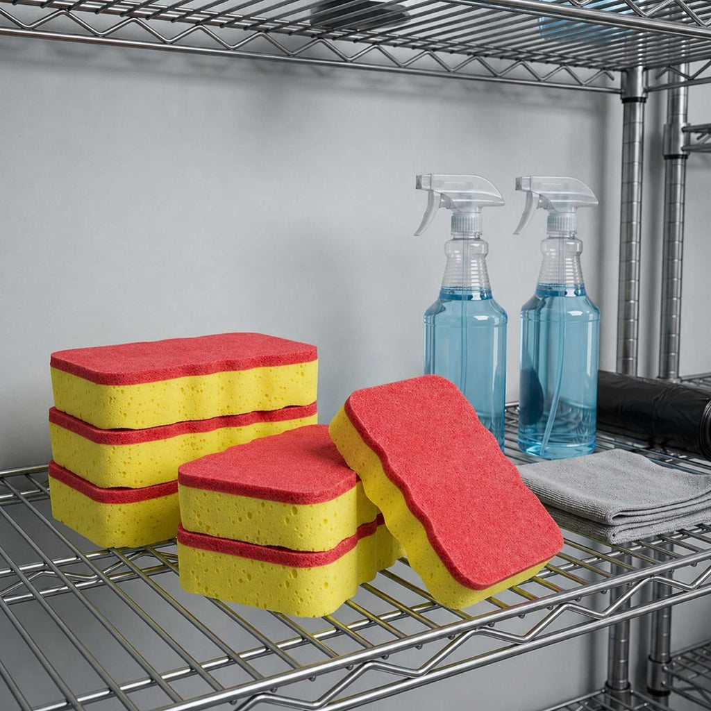 Clean Tek Professional Jumbo Yellow Grip Sponge / Red Scouring Pad Combo - 7 1/2" x 5" x 2" - 1 count box