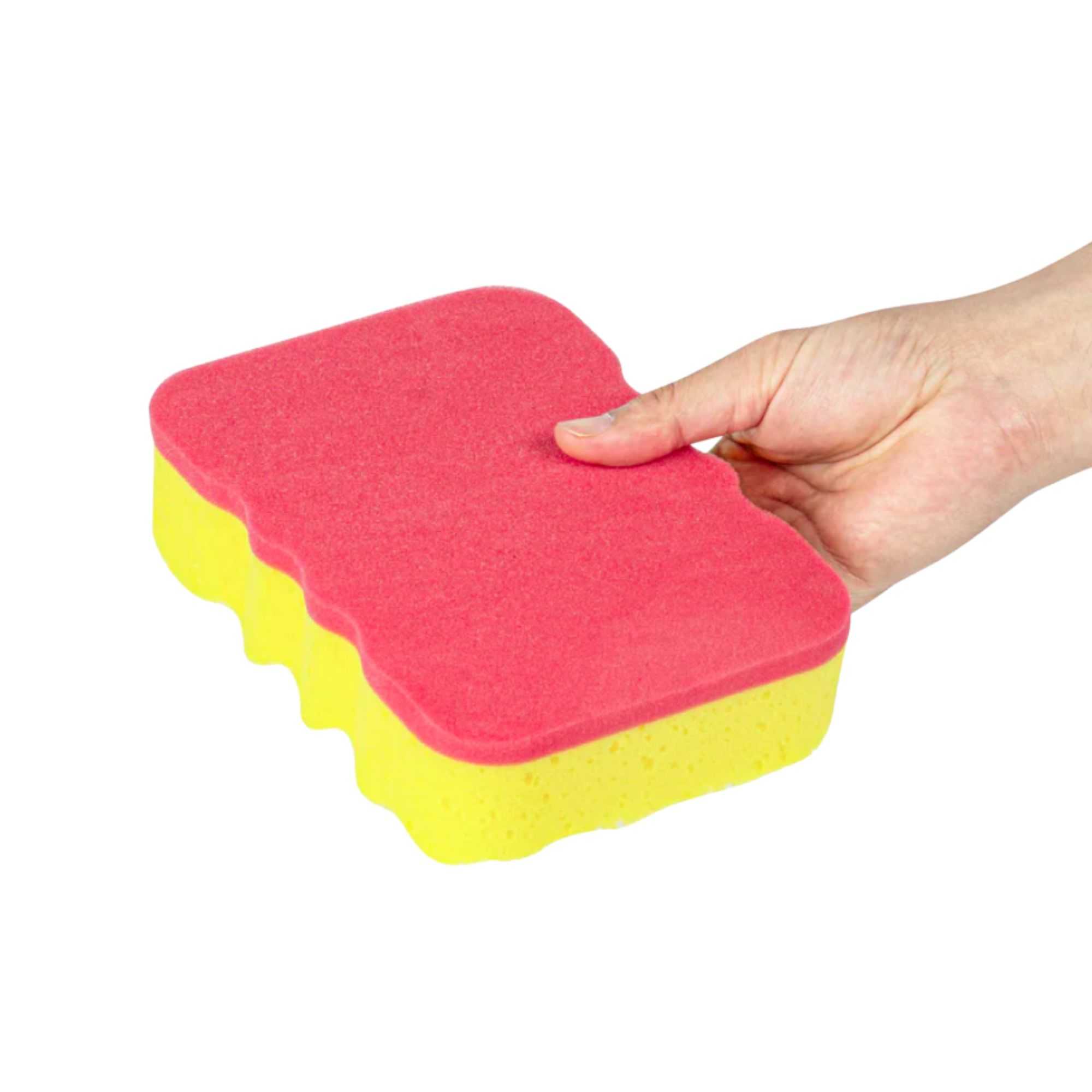 Clean Tek Professional Jumbo Yellow Grip Sponge / Red Scouring Pad Combo - 7 1/2" x 5" x 2" - 100 count box