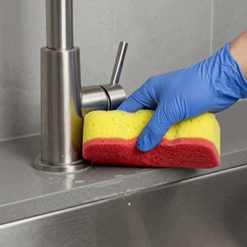 Clean Tek Professional Jumbo Yellow Grip Sponge / Red Scouring Pad Combo - 7 1/2" x 5" x 2" - 100 count box