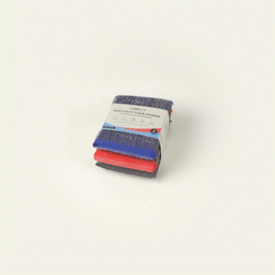Clean Tek Professional Heavy-Duty Multi-Purpose Assorted Iron Scrub Sponge - Gray, Red, and Blue - 5" x 3 1/2" x 1/2" - 60 count box
