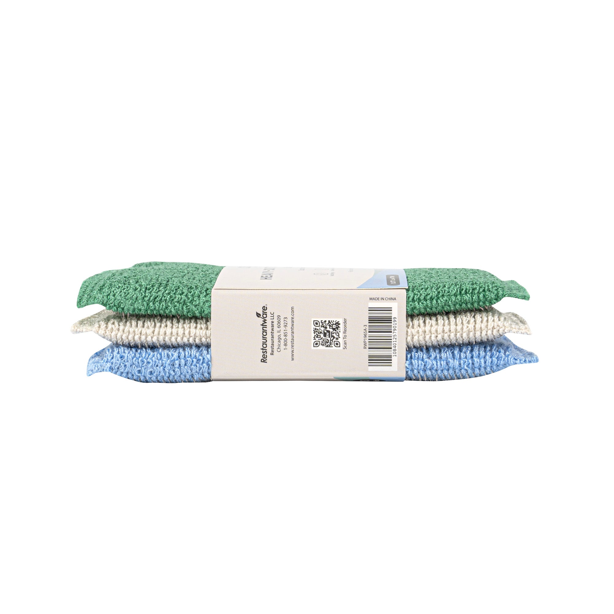 Clean Tek Professional Dual-Sided Heavy-Duty Multi-Purpose Scrub Sponge - Blue, Beige, and Green, Non-Scratch - 5 1/2" x 4" - 60 count box