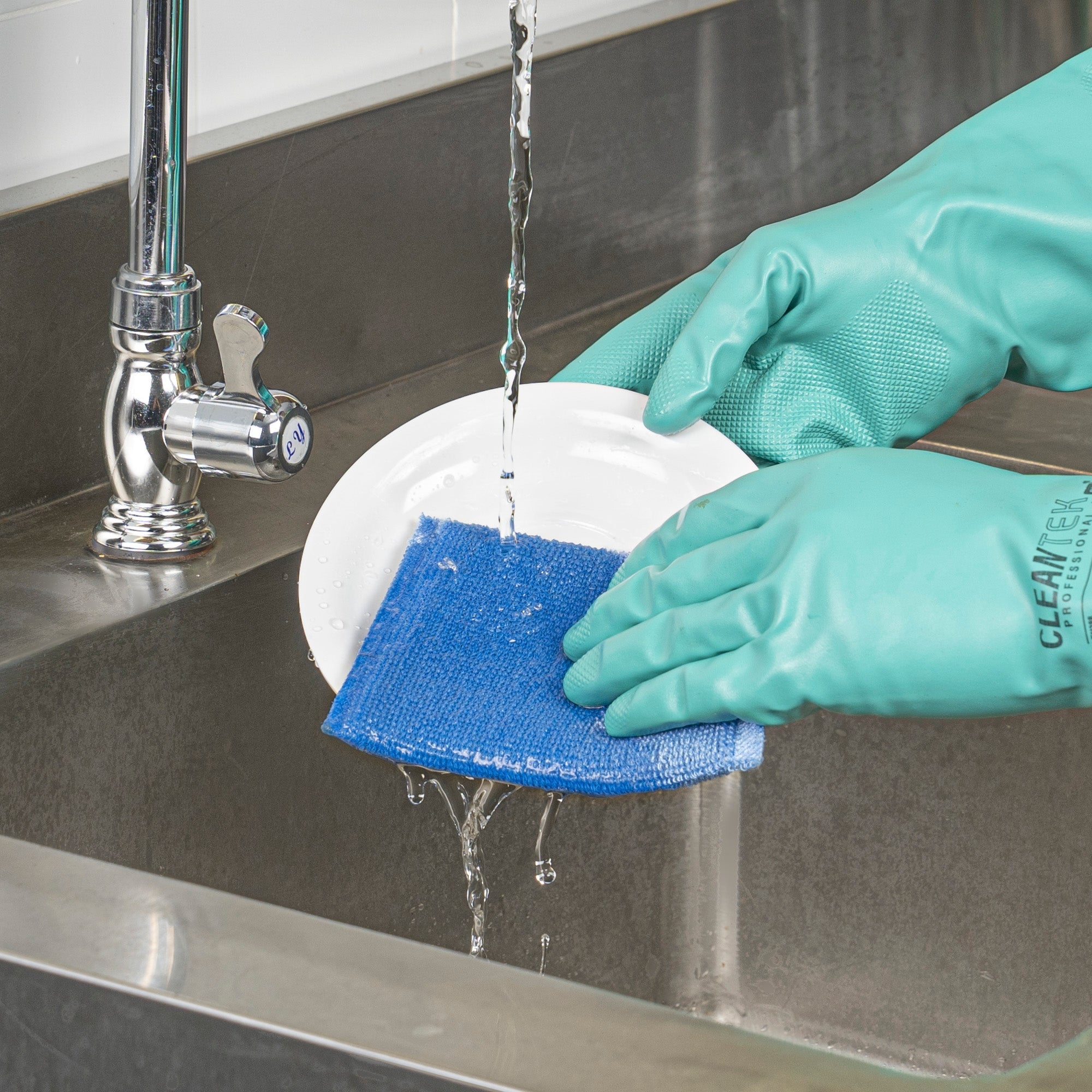 Clean Tek Professional Dual-Sided Heavy-Duty Multi-Purpose Scrub Sponge - Blue, Beige, and Green, Non-Scratch - 5 1/2" x 4" - 60 count box