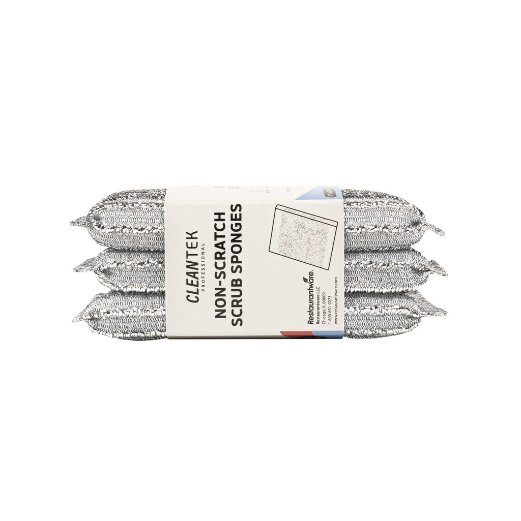 Clean Tek Professional Multi-Purpose Silver Scrub Sponge - Striped Texture, Non-Scratch - 5" x 3 1/4" x 1/2" - 60 count box