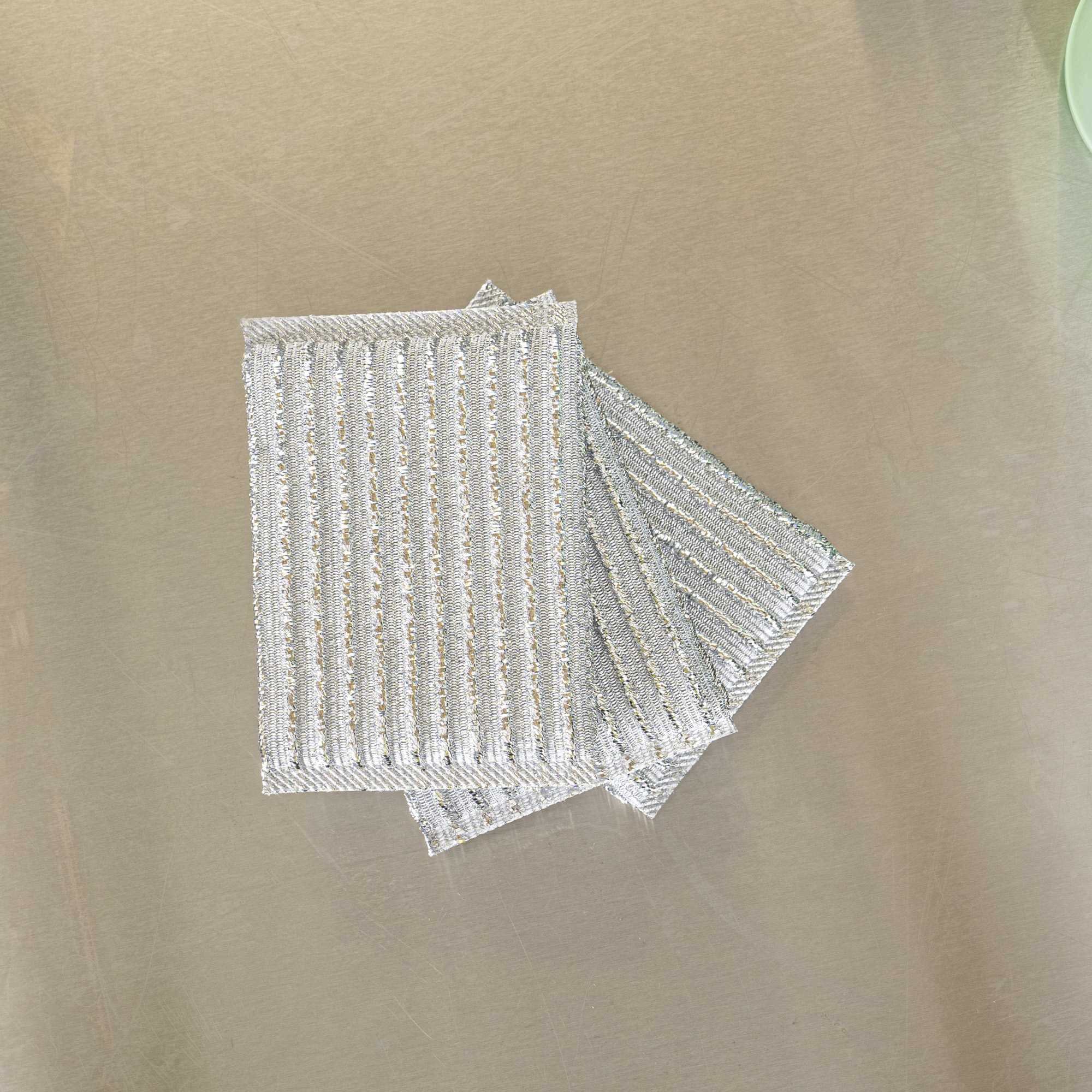 Clean Tek Professional Multi-Purpose Silver Scrub Sponge - Striped Texture, Non-Scratch - 5" x 3 1/4" x 1/2" - 60 count box