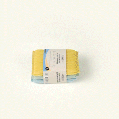 Clean Tek Professional Multi-Purpose Assorted Scrub Sponge - Blue, Yellow, and Green, Non-Scratch - 4 1/2" x 3 1/2" x 3/4" - 60 count box