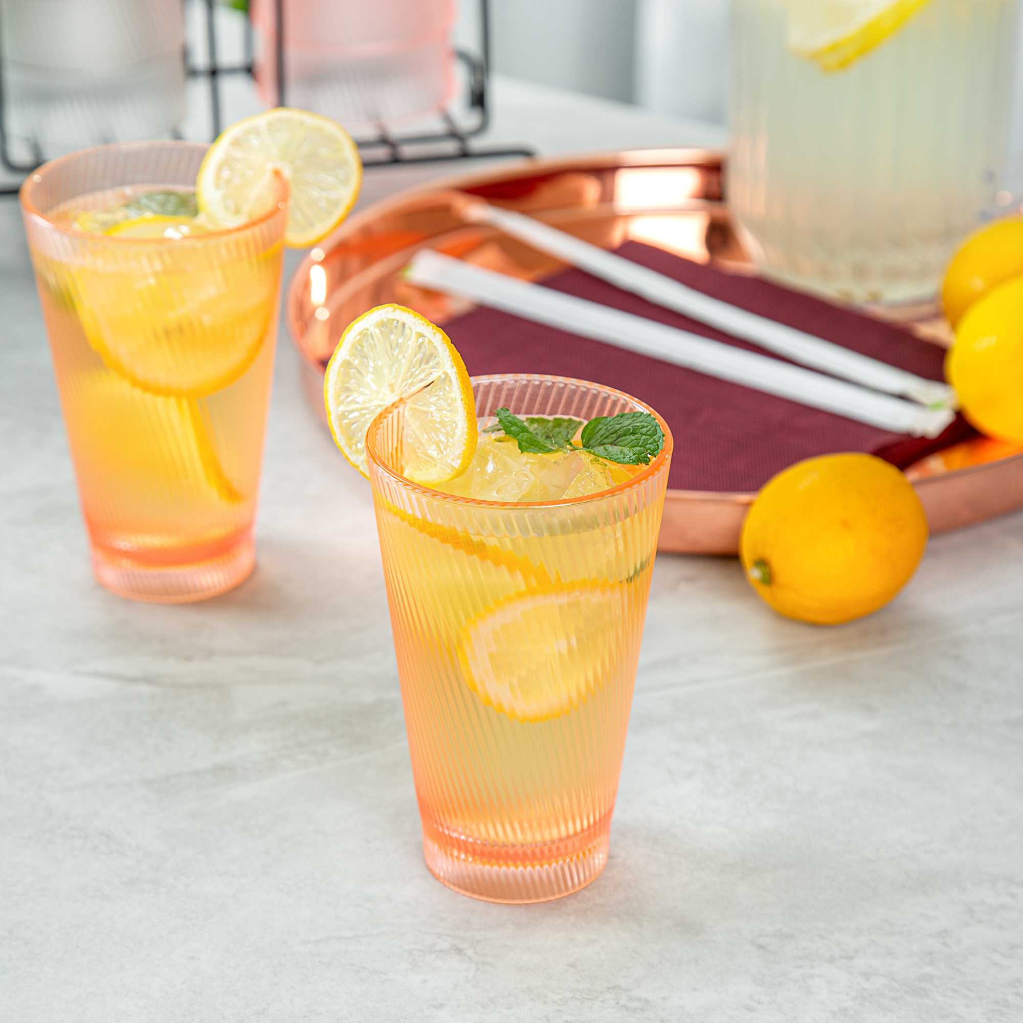 Bev Tek 14 oz Pink SAN Plastic Tumbler - 6 count box