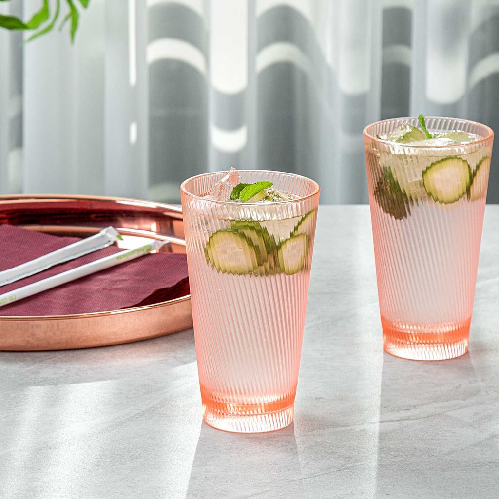 Bev Tek 16 oz Pink SAN Plastic Tumbler - 6 count box