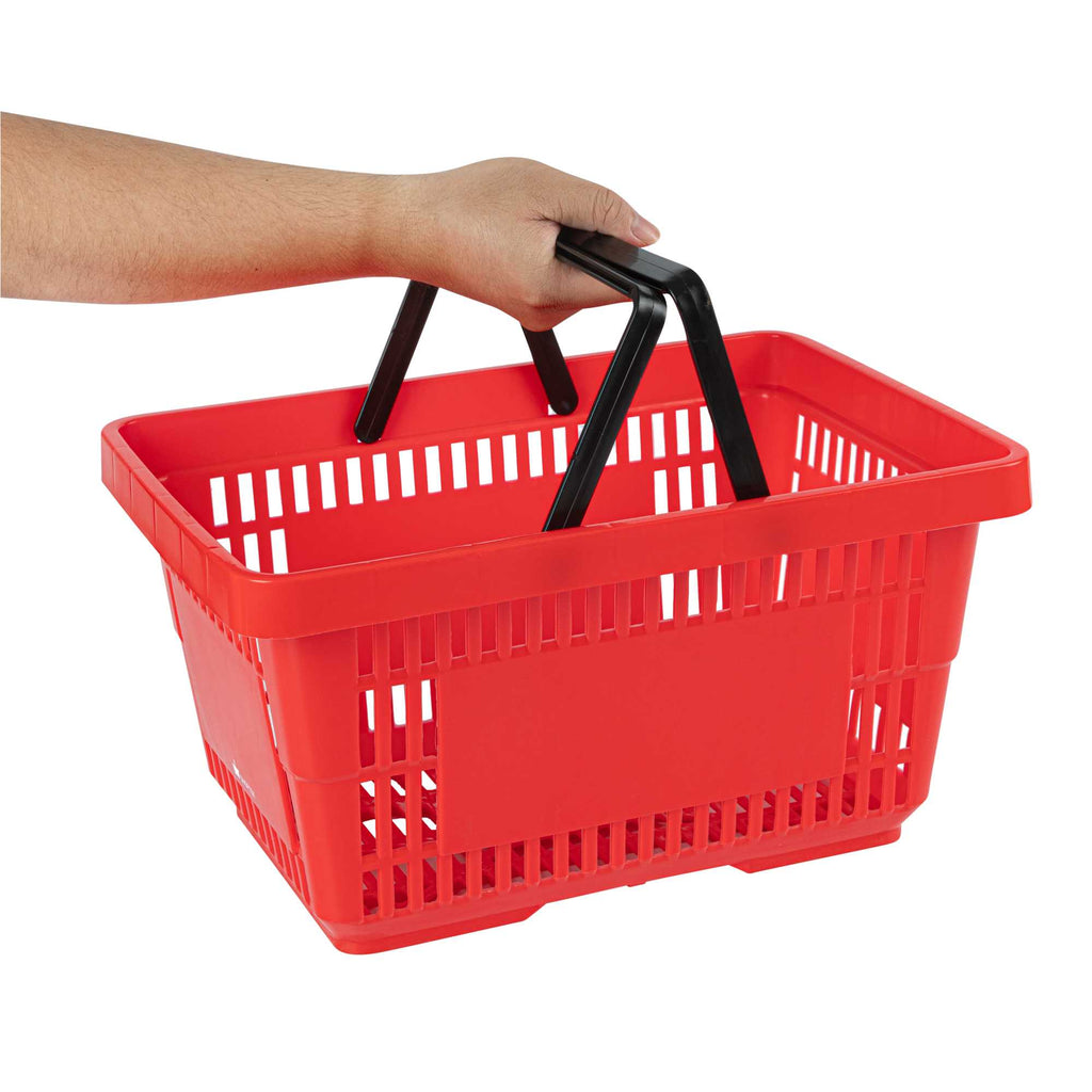Shop Tek Red Plastic Grocery Market Shopping Basket - with Plastic Handles - 17" x 11 3/4" - 1 count box