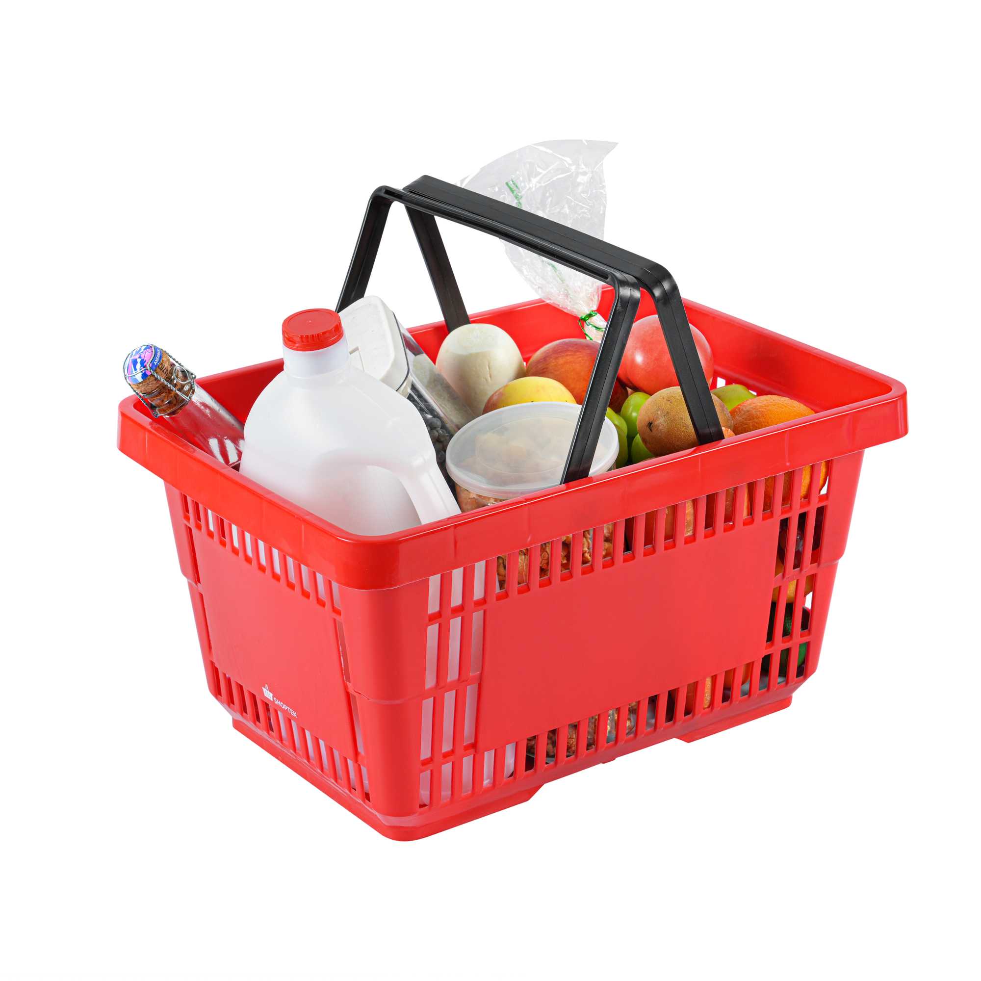Shop Tek Red Plastic Grocery Market Shopping Basket - with Plastic Handles - 17" x 11 3/4" - 10 count box