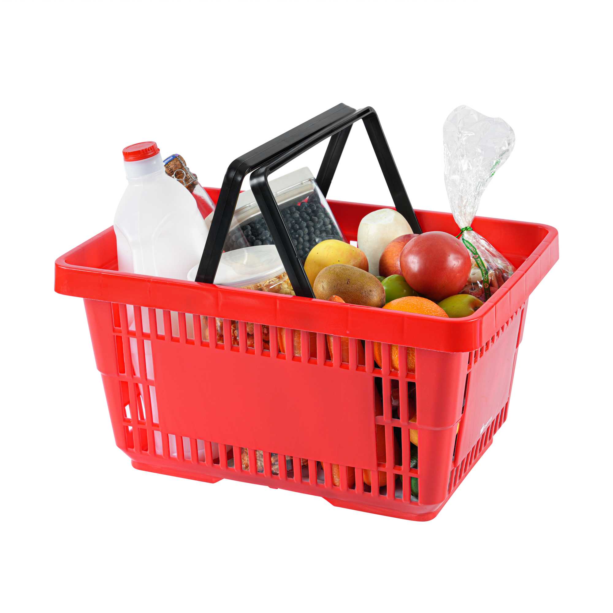 Shop Tek Red Plastic Grocery Market Shopping Basket - with Plastic Handles - 17" x 11 3/4" - 10 count box