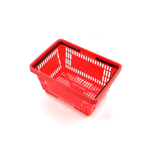 Shop Tek Red Plastic Grocery Market Shopping Basket - with Plastic Handles - 17" x 11 3/4" - 10 count box