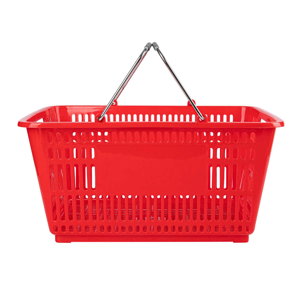Shop Tek Red Plastic Grocery Market Shopping Basket - with Steel Handles - 19 1/4" x 13" - 1 count box