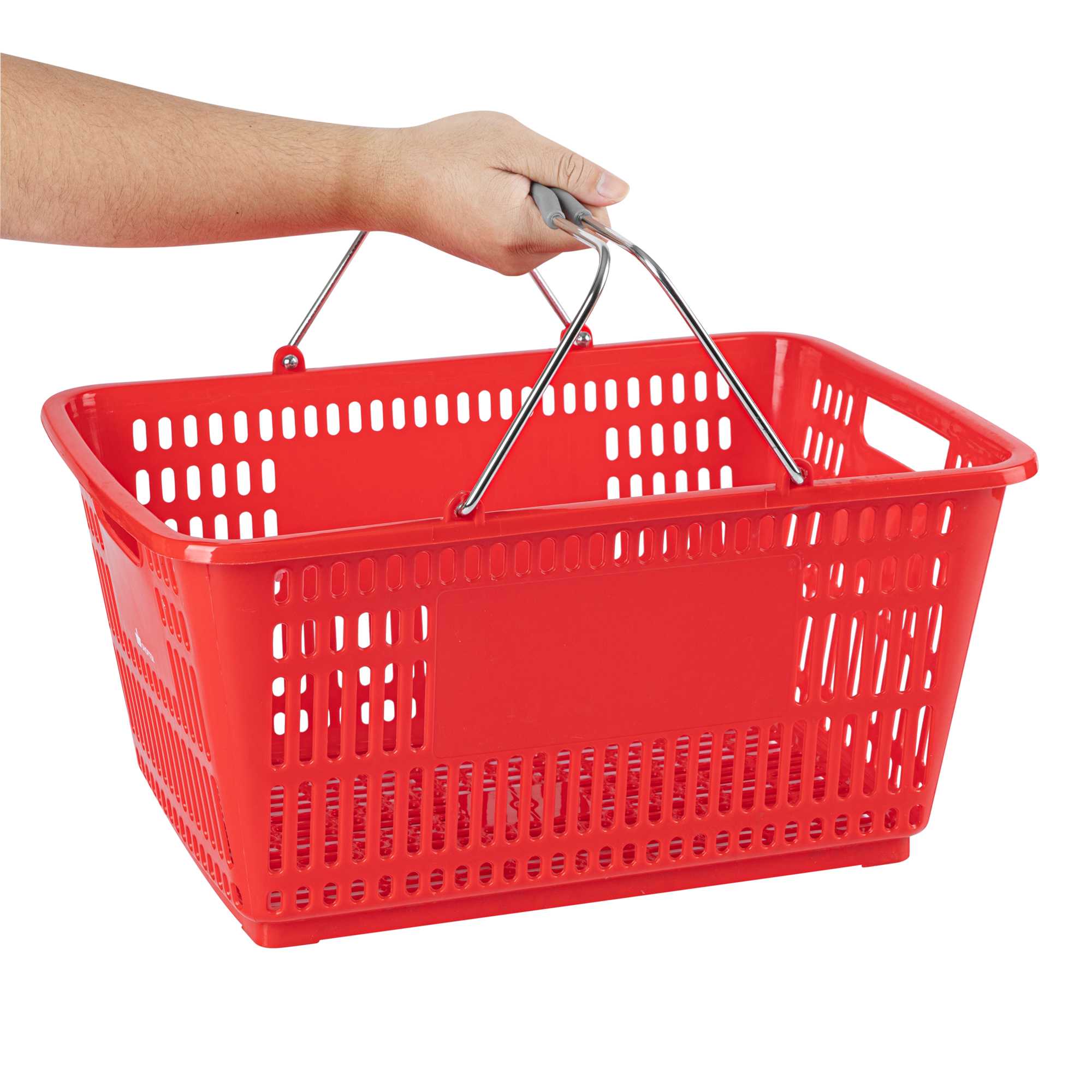 Shop Tek Red Plastic Grocery Market Shopping Basket - with Steel Handles - 19 1/4" x 13" - 1 count box