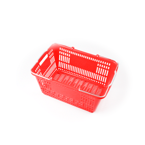 Shop Tek Red Plastic Grocery Market Shopping Basket - with Steel Handles - 19 1/4" x 13" - 1 count box