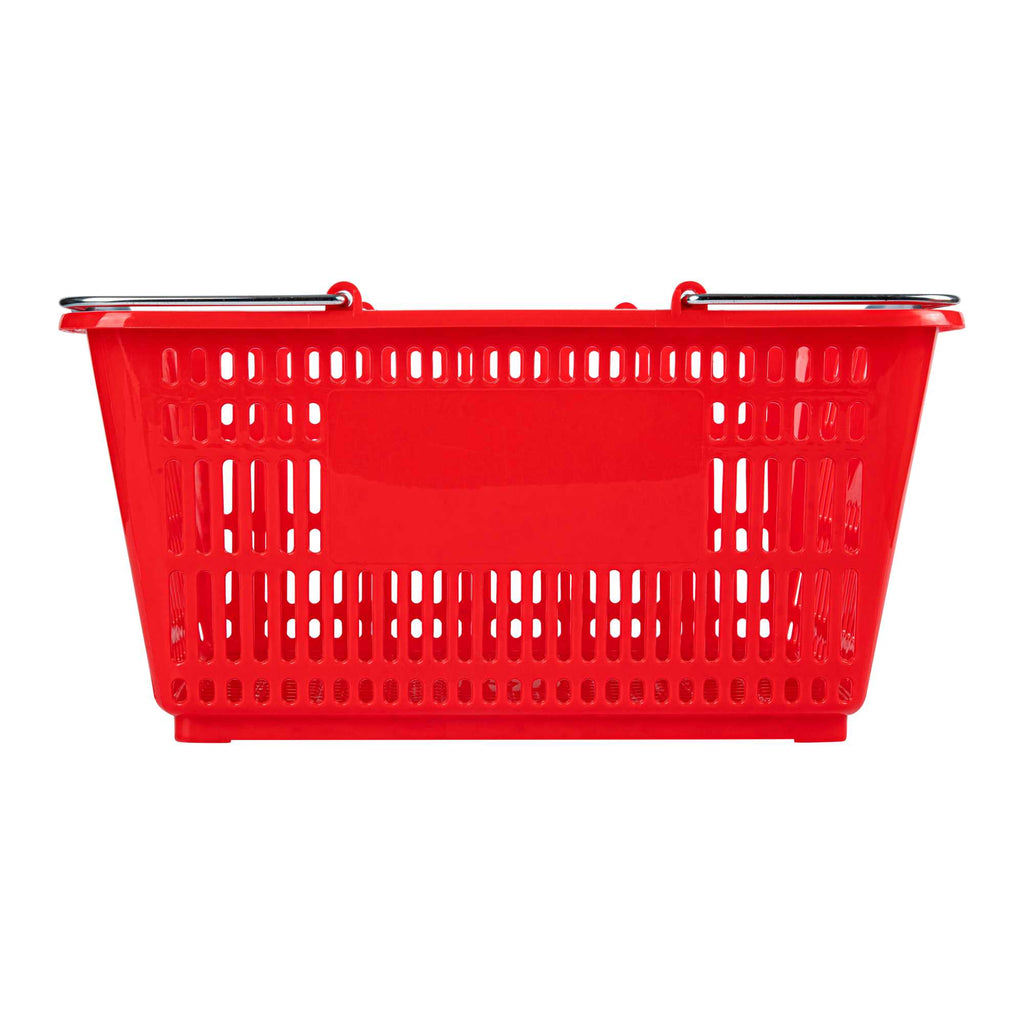 Shop Tek Red Plastic Grocery Market Shopping Basket - with Steel Handles - 19 1/4" x 13" - 1 count box