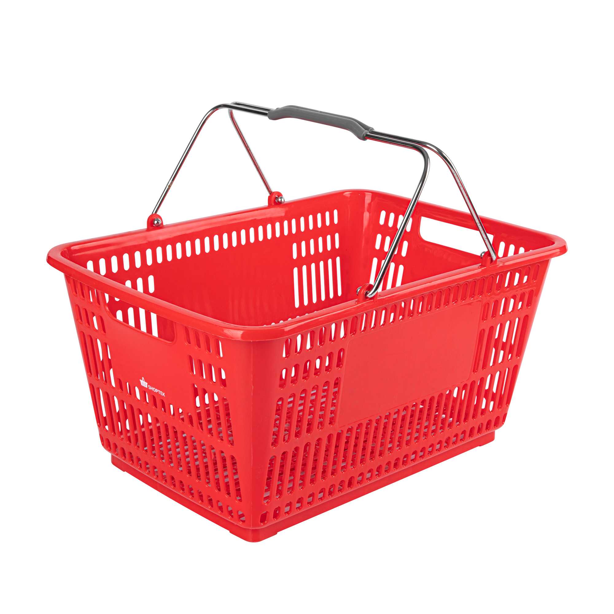 Shop Tek Red Plastic Grocery Market Shopping Basket - with Steel Handles - 19 1/4" x 13" - 10 count box