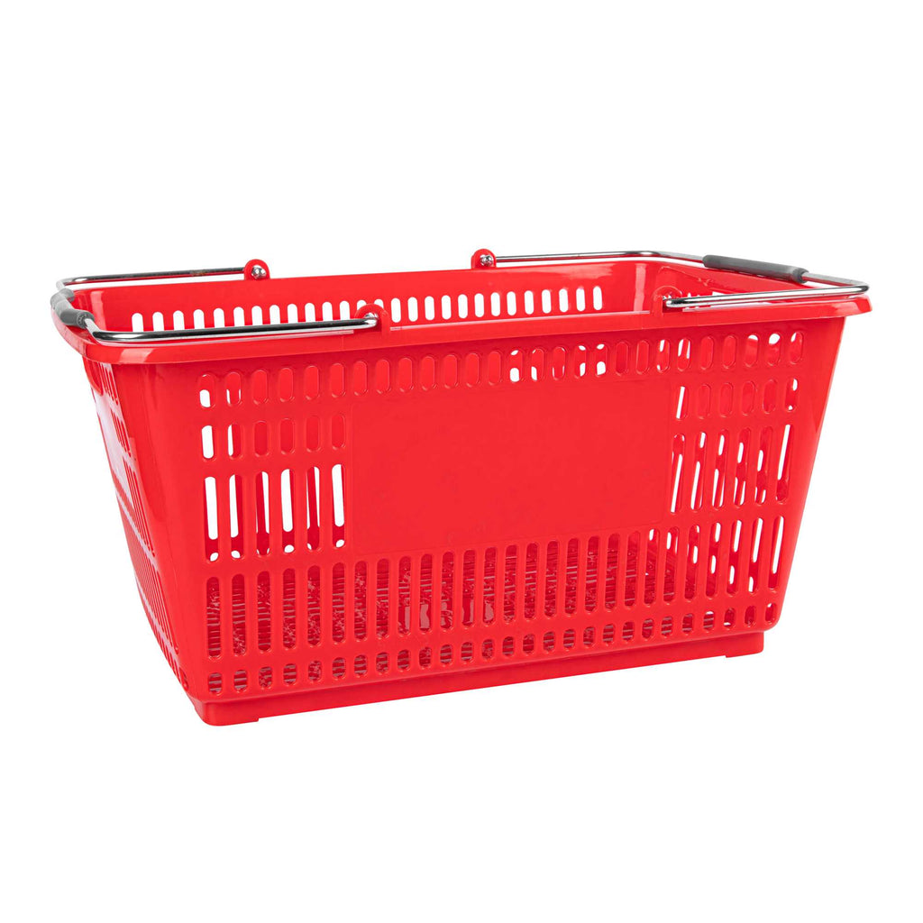 Shop Tek Red Plastic Grocery Market Shopping Basket - with Steel Handles - 19 1/4" x 13" - 10 count box