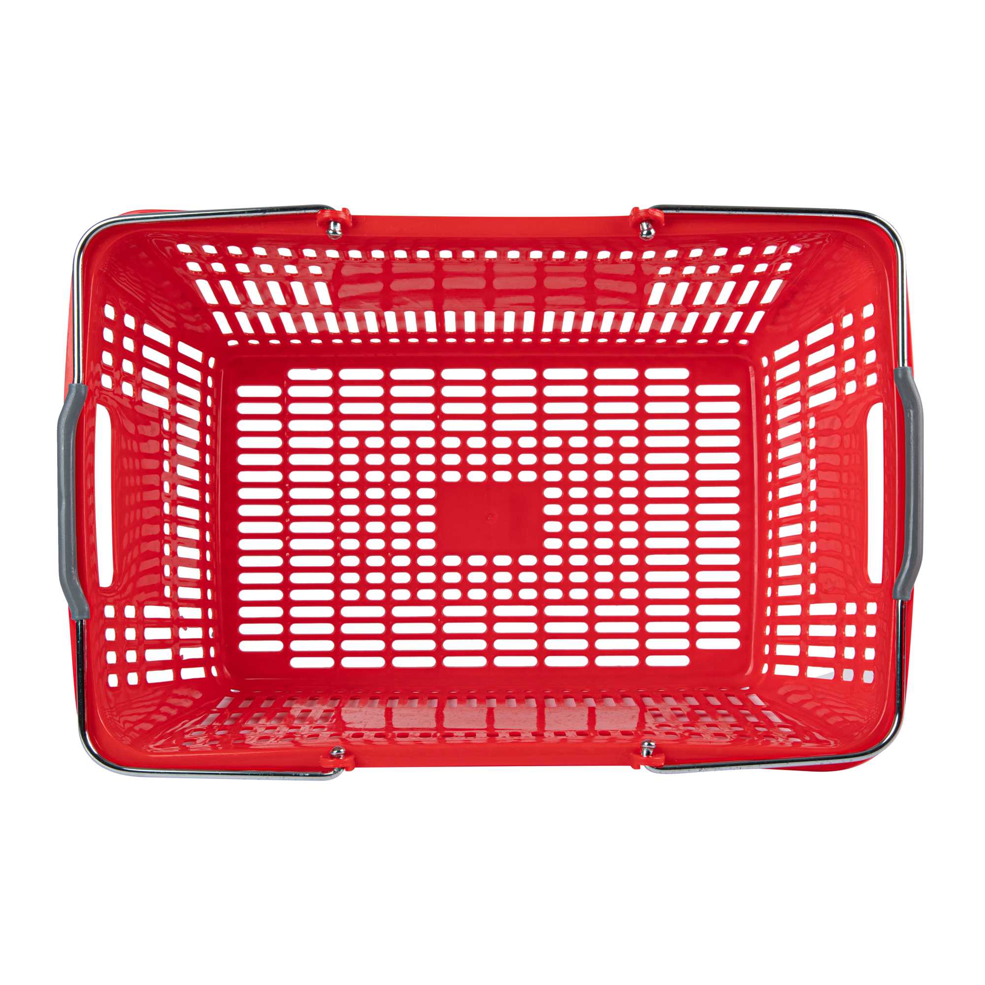 Shop Tek Red Plastic Grocery Market Shopping Basket - with Steel Handles - 19 1/4" x 13" - 10 count box
