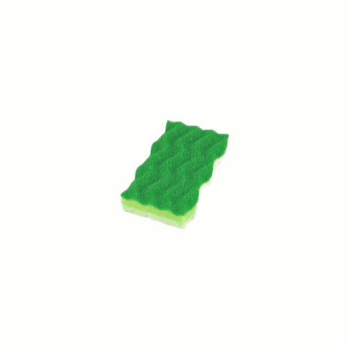 Clean Tek Professional All-Purpose Light and Dark Green Cellulose Scouring Sponge - Grooved - 4 1/2" x 2 1/2" x 1" - 60 count box