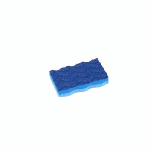 Clean Tek Professional Light-Duty Light and Dark Blue Cellulose Scouring Sponge - Grooved - 4 1/2" x 2 1/2" x 1" - 60 count box