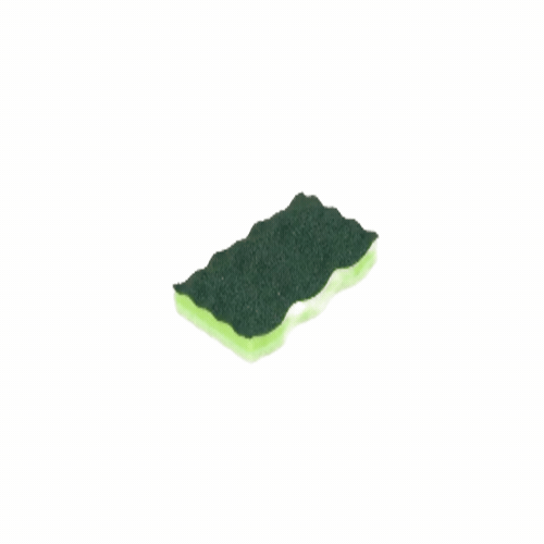 Clean Tek Professional Heavy-Duty Light and Dark Green Cellulose Scouring Sponge - Grooved - 4 1/2" x 2 1/2" x 1" - 60 count box