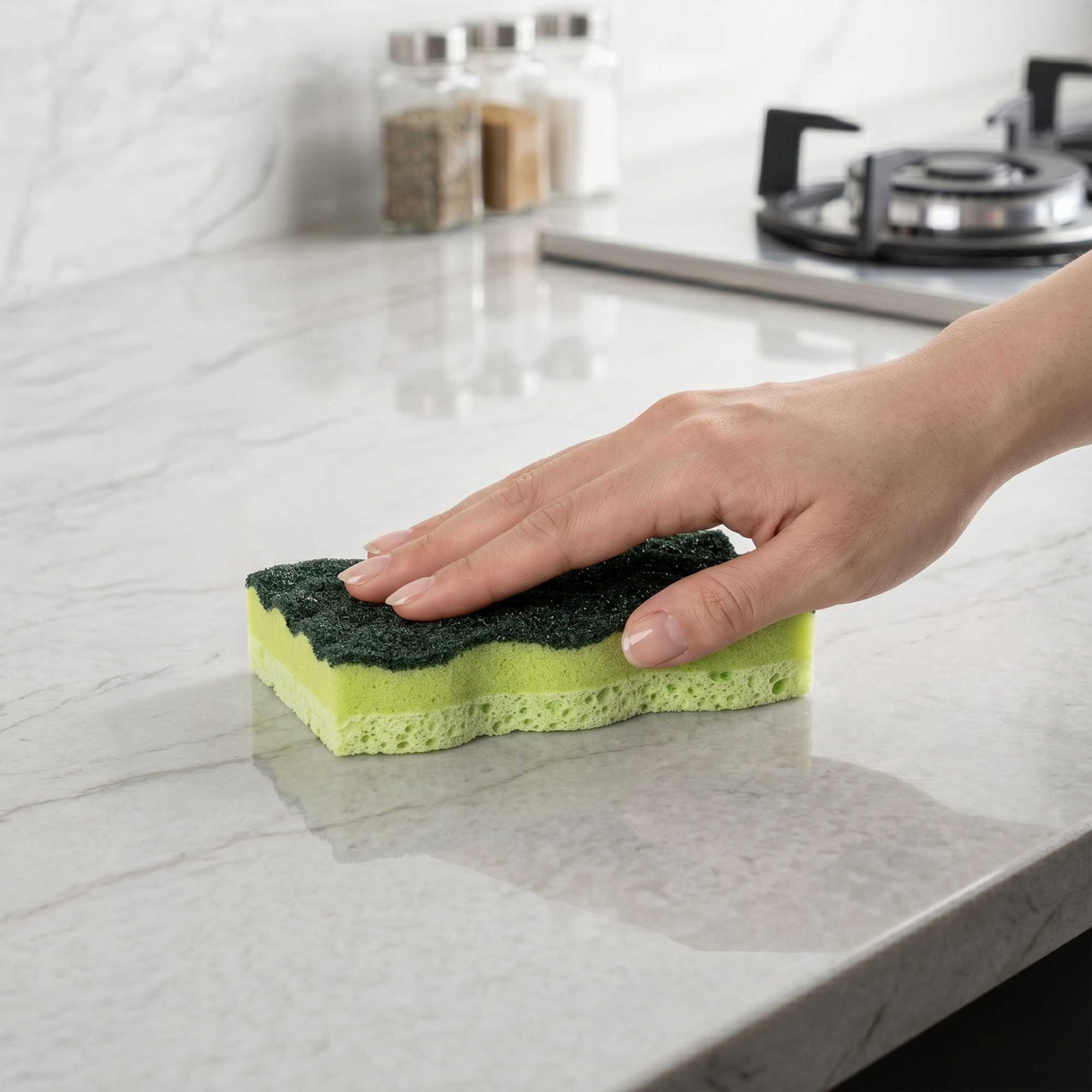 Clean Tek Professional Heavy-Duty Light and Dark Green Cellulose Scouring Sponge - Grooved - 4 1/2" x 2 1/2" x 1" - 60 count box