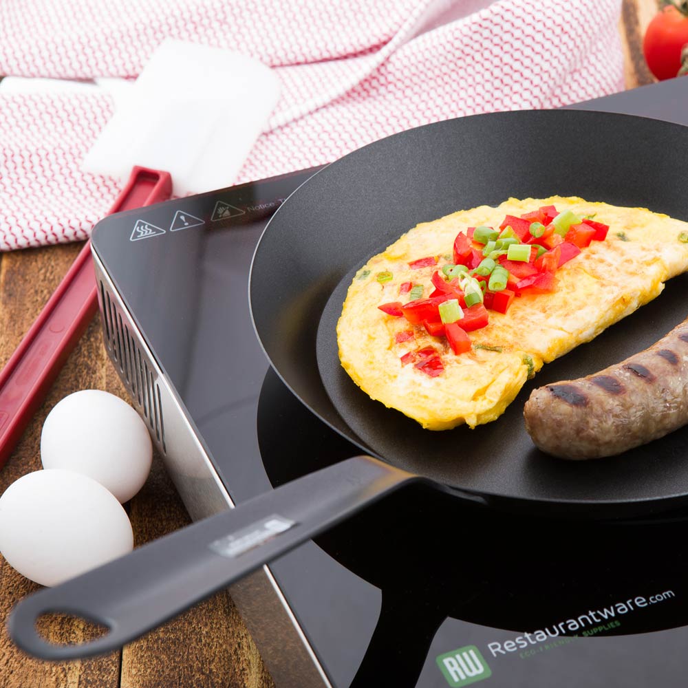Met Lux Round Black Carbon Steel 10" Fry Pan - Non-Stick - 1 count box