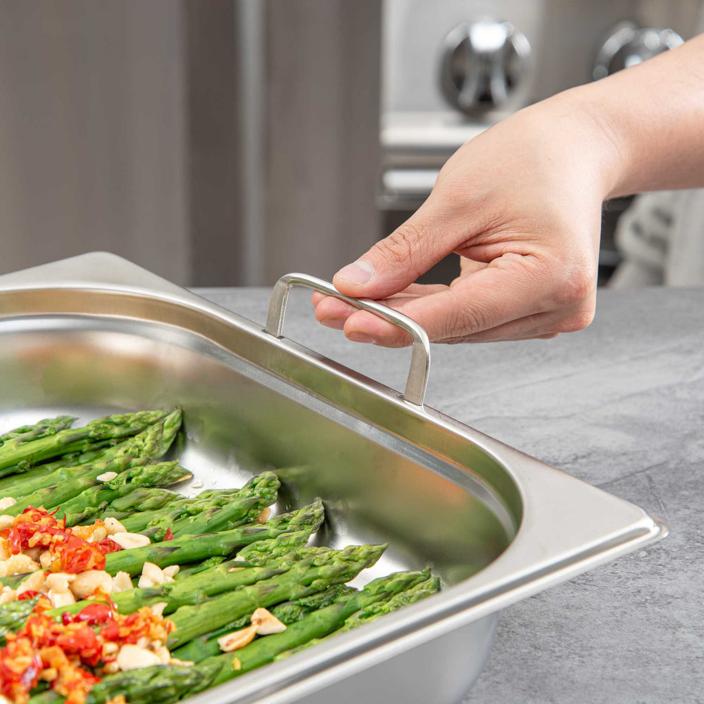 Met Lux Rectangle Stainless Steel Full Size Steam Table Pan 2.5 Inch Deep - Anti Jam, Collapsible Handles - 1 count box
