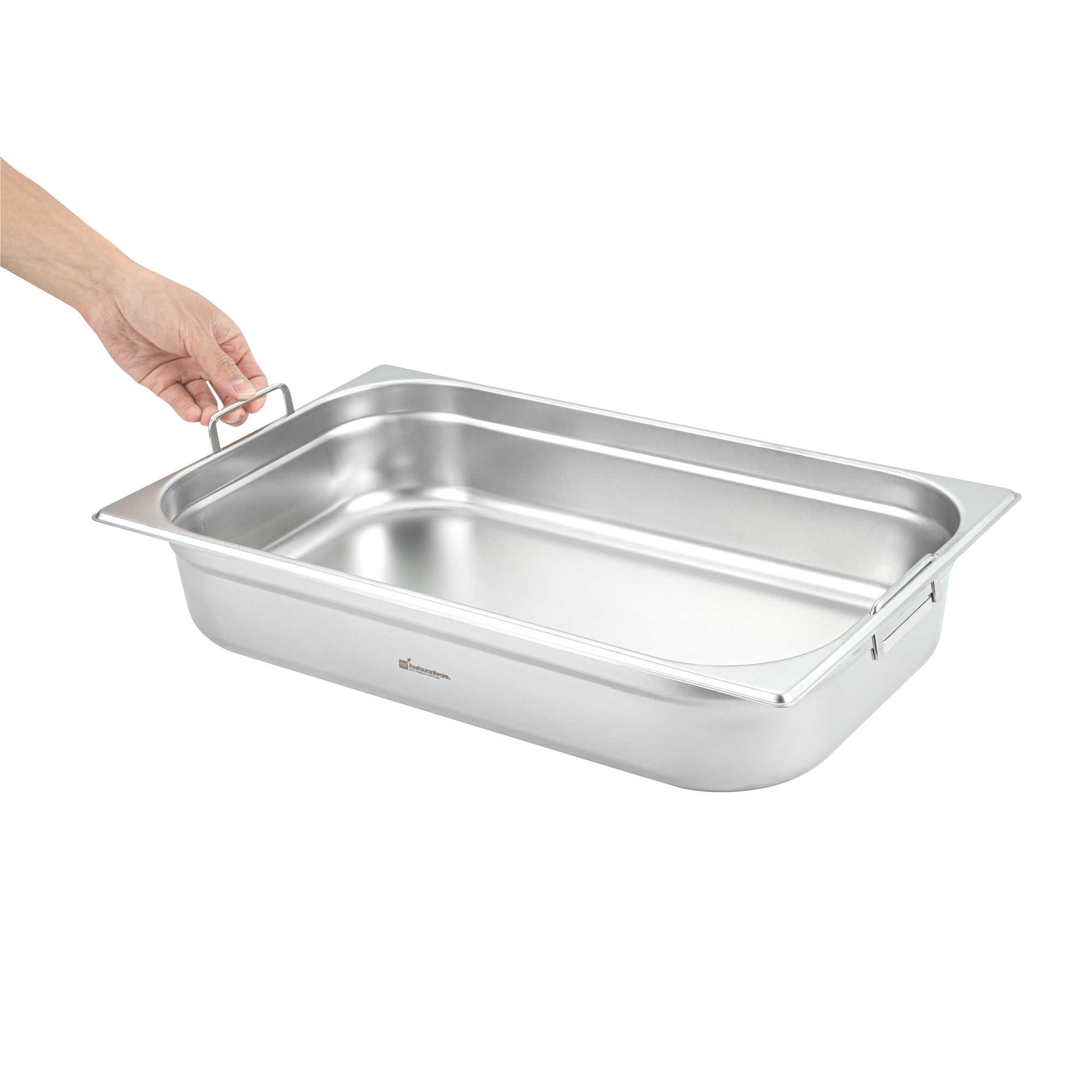 Met Lux Rectangle Stainless Steel Full Size Steam Table Pan 4 Inch Deep - Anti Jam, Collapsible Handles - 1 count box
