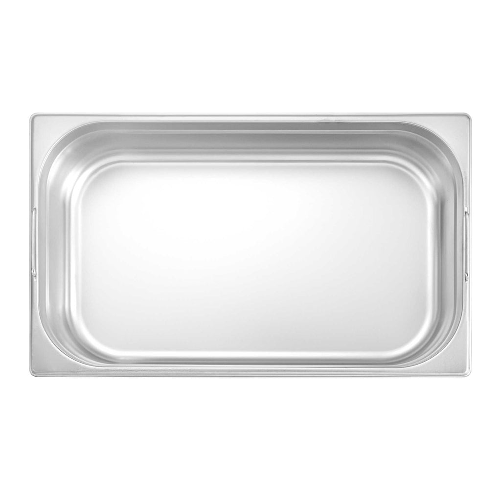 Met Lux Rectangle Stainless Steel Full Size Steam Table Pan 4 Inch Deep - Anti Jam, Collapsible Handles - 1 count box