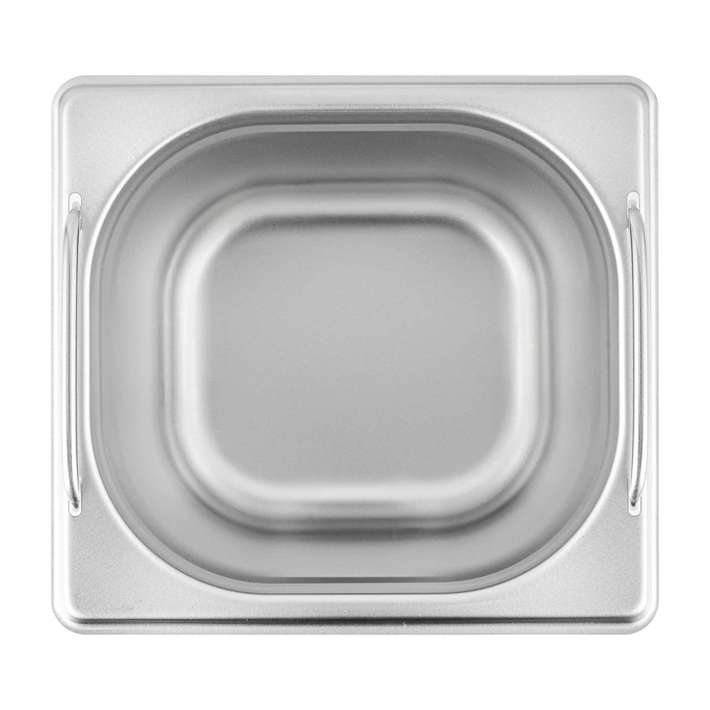 Met Lux Rectangle Stainless Steel 1/6 Size Steam Table Pan - Anti Jam, Collapsible Handles - 1 count box