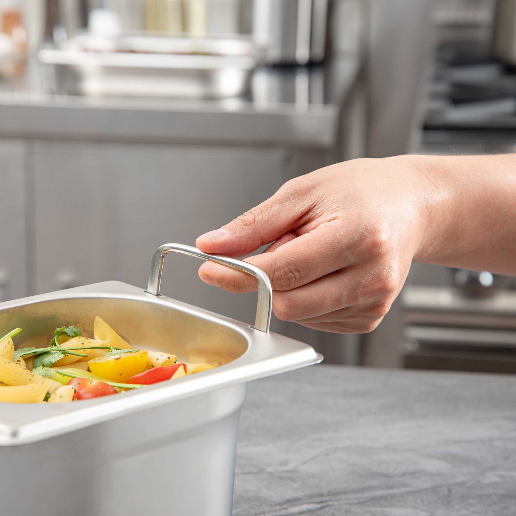 Met Lux Rectangle Stainless Steel 1/6 Size Steam Table Pan - Anti Jam, Collapsible Handles - 1 count box