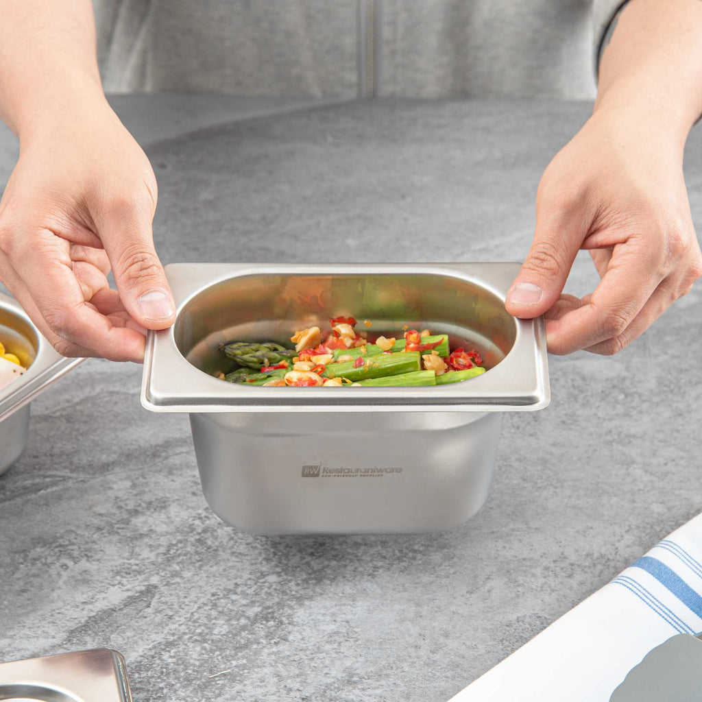 Met Lux Rectangle Stainless Steel 1/9 Size Steam Table Pan 4 Inch Deep - Anti Jam - 1 count box
