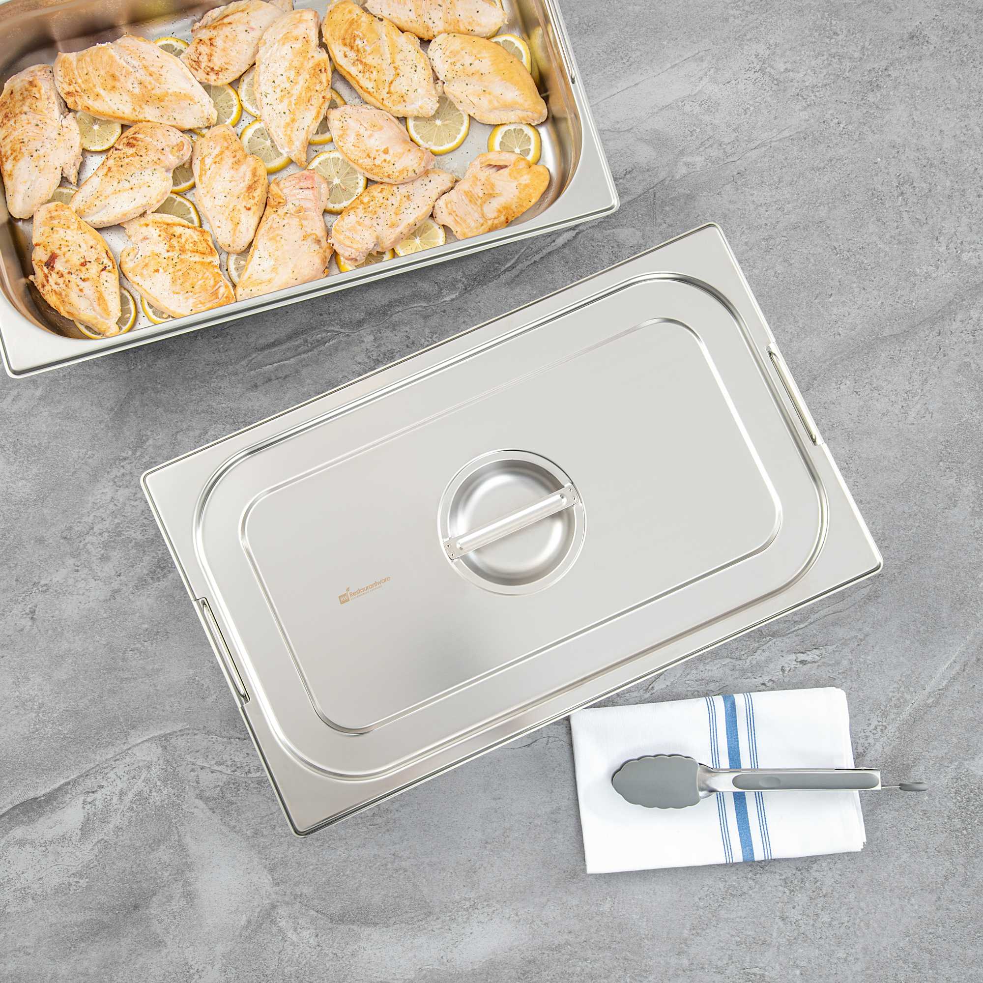 Met Lux Rectangle Stainless Steel Lid - Fits Full Size Steam Table Pan - 1 count box