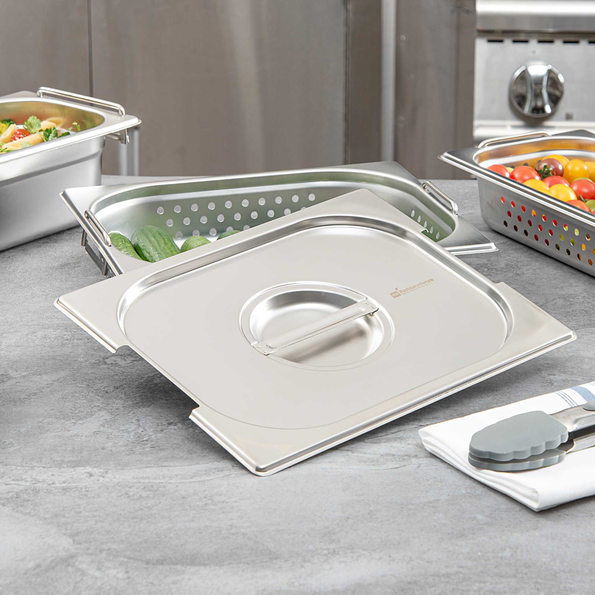 Met Lux Rectangle Stainless Steel Lid - Fits 1/2 Size Steam Table Pan - 1 count box