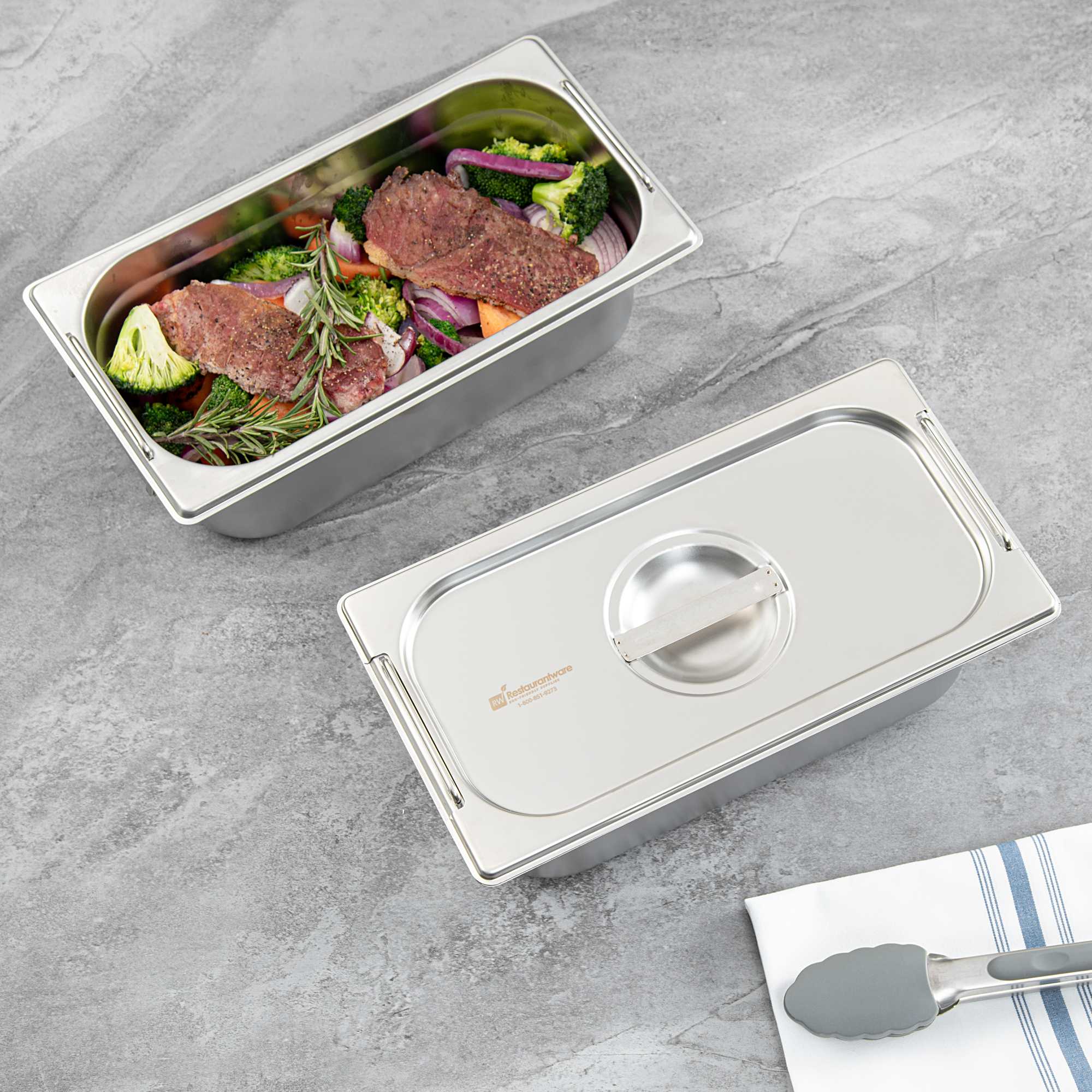Met Lux Rectangle Stainless Steel Lid - Fits 1/3 Size Steam Table Pan - 1 count box