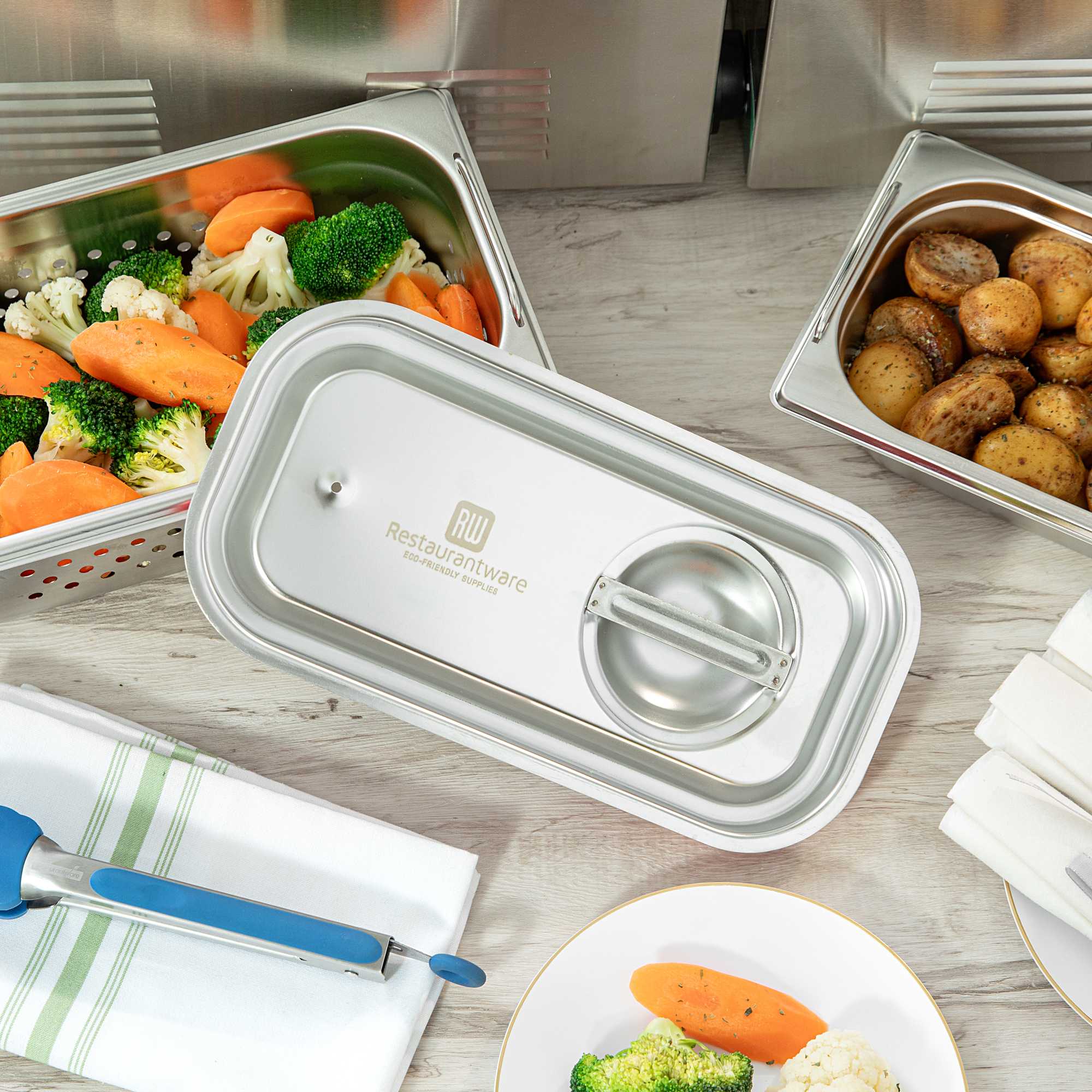 Met Lux Rectangle Stainless Steel Travel Lid - Fits 1/3 Size Steam Table Pan - 1 count box
