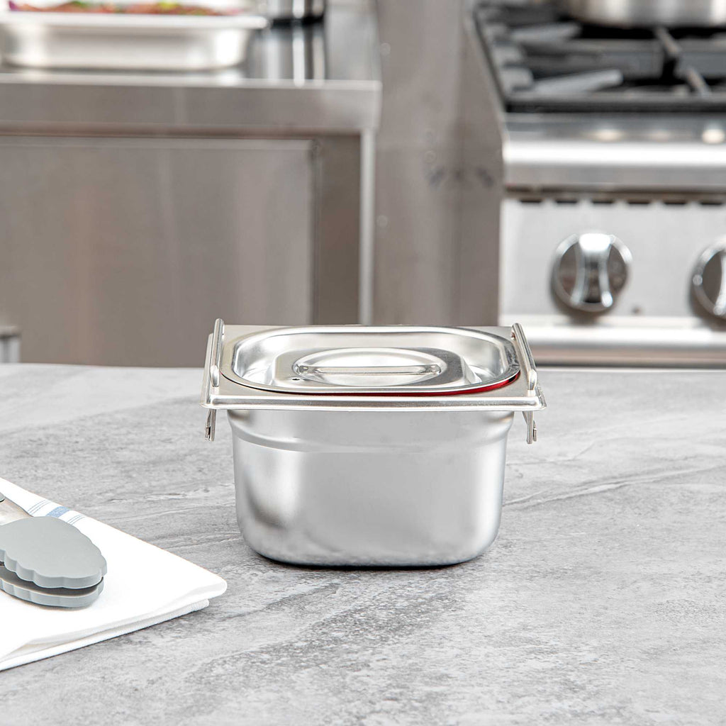 Met Lux Rectangle Stainless Steel Travel Lid - Fits 1/6 Size Steam Table Pan - 1 count box