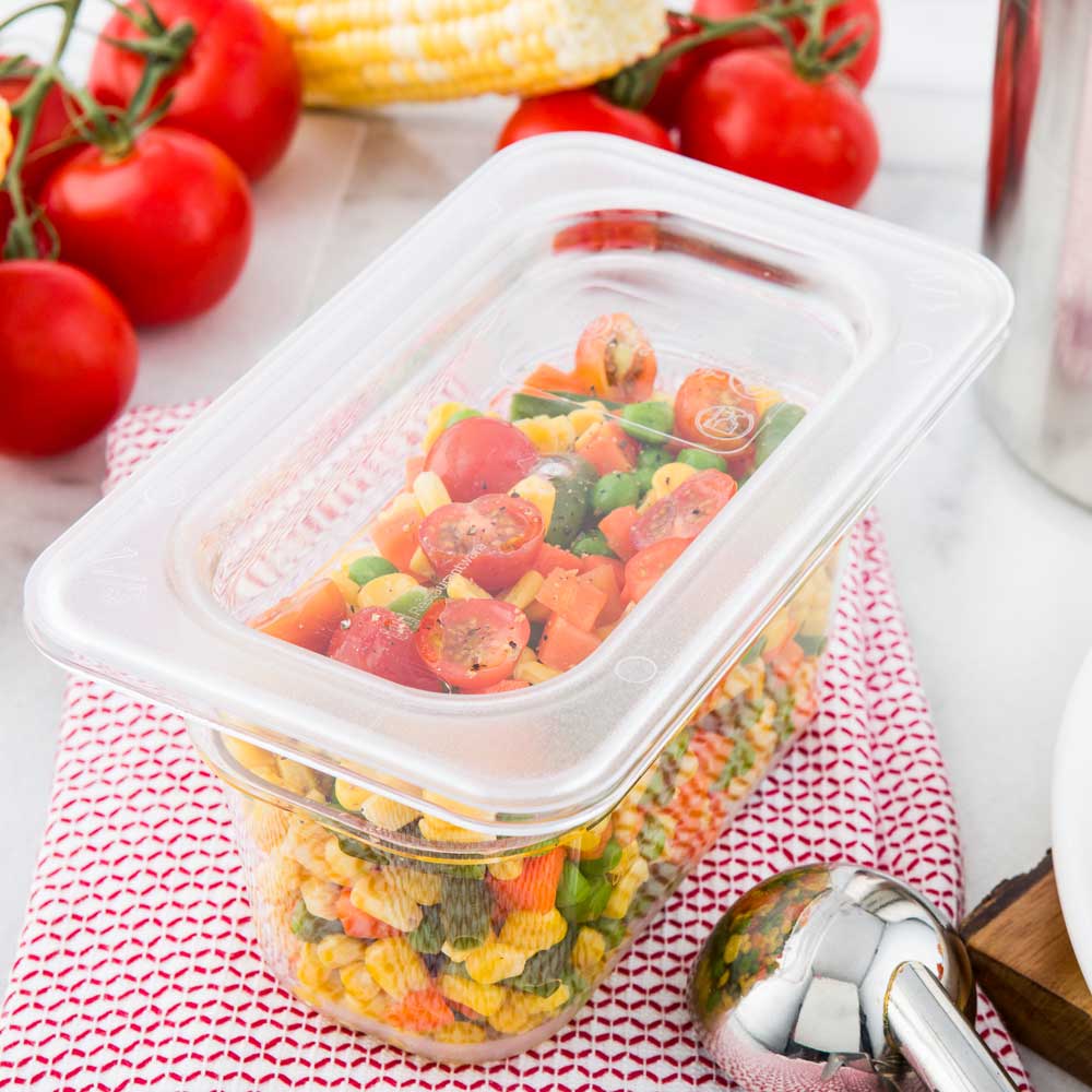 Met Lux Rectangle Clear Plastic Lid - Fits 1/9 Size Cold Food Storage Container - 7" x 4 1/4" x 1/2" - 1 count box