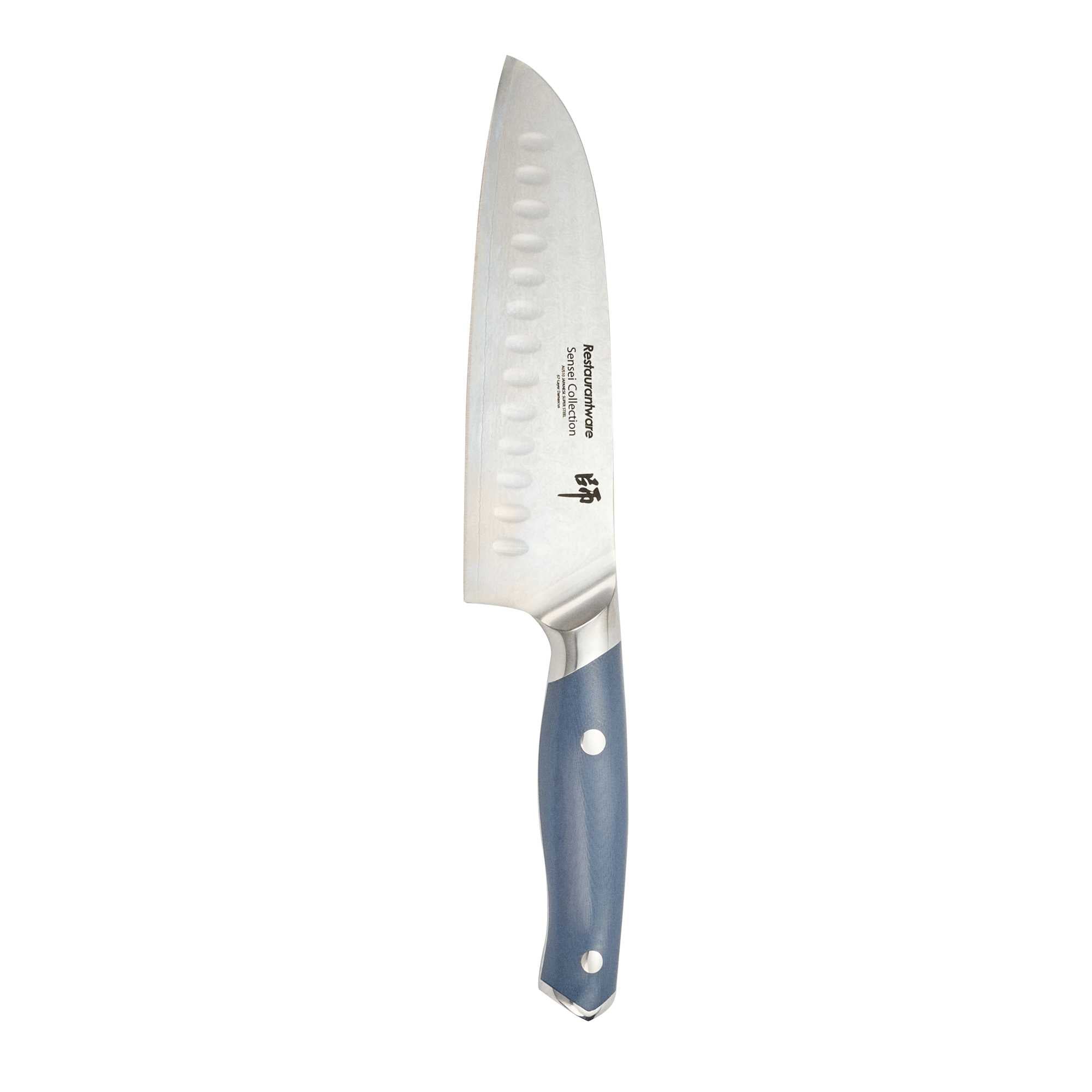 Sensei Blue Damascus Steel 7" Santoku Knife - 1 count box