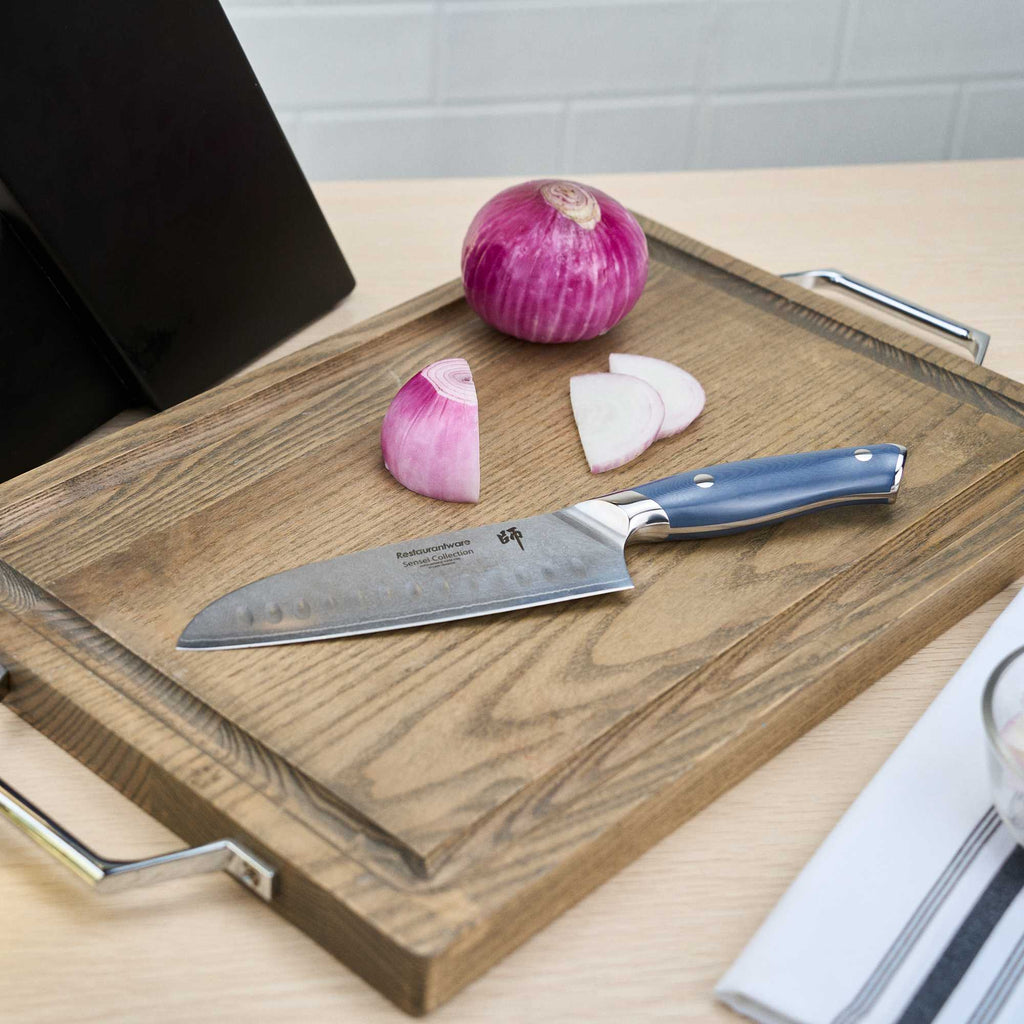 Sensei Blue Damascus Steel 7" Santoku Knife - 1 count box